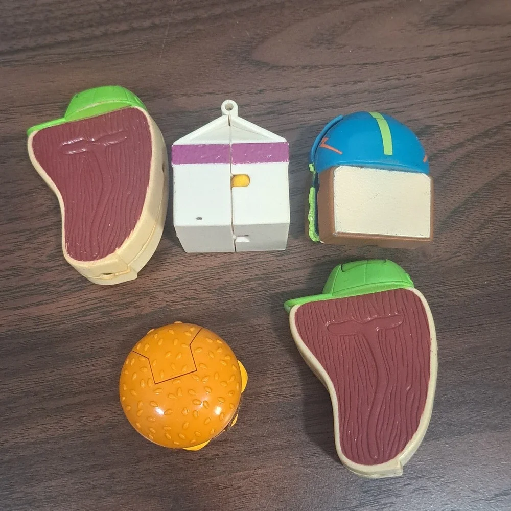 VTG McDonalds Changeables Happy Meal Toy Lot Burger Milk Steak Retro Collectible